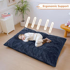 MAXYOYO 3 in 1 Kids Bean Bag Chair Bed, Child Floor Sofa for Gaming, Reading, Faux Fur Floor Mattress with High-Density Foam Filling for Living Room Bedroom