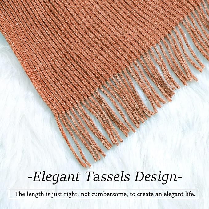 Blagic Knitted Throw Blanket for Couch Soft Farmhouse Boho Throw Blanket with Tassels Home Decorative Lightweight Throw Blankets,Maple Brown Throws for Bed/Chair/Sofa, Stripe Textured,60" W x 80" L