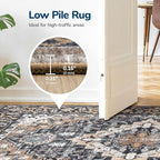 Lessymo 2 x 6 Runner Rug,Machine Washable Area Rugs Boho Faux Wool Low Pile Area Rug for Bedroom, Floral Medallion Vintage Rugs with Non-Slip Rubber,Black Brown