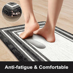 KIMODE Anti Fatigue Kitchen Mats for Floor 20"x59"+20"x32", Farmhouse Kitchen Rugs Sets of 2, Cushioned Non Slip Kitchen Mats for Floor, Comfort Kitchen Floor Mats for Sink Laundry Desk Black