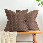 MIULEE Pack of 2 Decorative Vintage Burlap Linen Brown Throw Pillow Covers Modern Farmhouse Pillowcase Rustic Woven Textured Cushion Cover for Sofa Couch Bed 16x16 Inch Dark Coffee