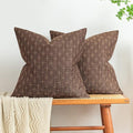 MIULEE Pack of 2 Decorative Vintage Burlap Linen Euro Sham Brown Throw Pillow Covers for Sofa Couch Bed 24x24 Modern Farmhouse Pillowcase Rustic Woven Textured Cushion Cover Inch Dark Coffee