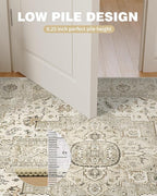 Washable Runner Rug 2x6 Runners for Hallways, Ultra-Thin Carpet Runners for Entryway Anti Slip Backing Runner Rugs for Kitchen Laundry Room Indoor Hallway (Ivory/Beige)