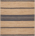 SAFAVIEH Natural Fiber Collection Area Rug - 4' Square, Grey & Natural, Handmade Woven Fringe Jute, Ideal for High Traffic Areas in Living Room, Bedroom (NF826F)