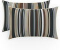 Pillow Perfect Stripe Outdoor Indoor/Outdoor Accent Throw Pillow, Plush Fill, Weather, and Fade Resistant, Lumbar - 11.5" x 18.5", Labrisa Rattan, 2 Count