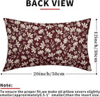 Burgundy Pillow Covers 12x20 Set of 2 Vintage Floral Rustic Old Style Cute Flower Print Rectangle Decorative Outdoor Pillowcases Seasonal Farmhouse Throw Cushion Case Couch Sofa Bed Decor