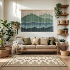 Sdjazl Woven Boho Macrame Wall Hanging Home Decor Tapestry Dip-Dyed Large Modern Handmade Colorful Mountain Landspace for Living room (green)
