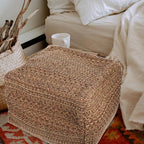 STOBAZA Footstool Cotton Yoga Sitting Cushion Farmhouse Pouf Cozy Japanese Cushion Hyacinth Square Pouf Footrest