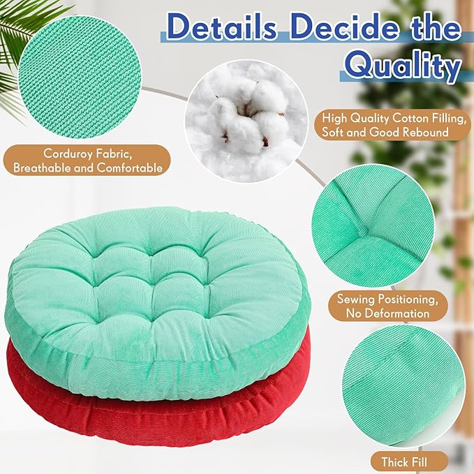Jerify Floor Pillow Cushions Large Round Square Large Meditation Floor Pillow for Classroom Adult Meditation Picnic Party Seating Learning Daycare School(Round,Colorful,4 Pcs)