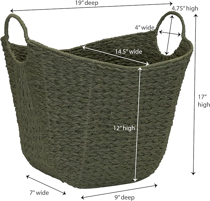 Household Essentials Natural Woven Wicker Storage Basket with Handles