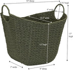 Household Essentials Natural Woven Wicker Storage Basket with Handles