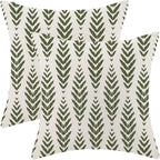 BETGINY Sage Green Boho Pillow Covers 20 x 20 Inch Pack of 2, Bohemian Ethnic Herringbone Pattern Decorative Throw Pillow Covers Vintage Linen Farmhouse Outdoor Pillowcase for Bedroom Home Sofa Decor