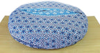 ICC Large Hippie Mandala Round Floor Pillow Cover Ottoman Pouf Cover Daybed Oversized Cotton Cushion Cover with Heavy Duty Zipper Seating Ottoman Poufs Dog-Pets Bed (Blue Ombre, 35" Round)