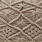 Ornavo Home Pouf Ottoman Foot Rest - 100% Cotton Pouffe - Hand Knitted Macrame Braid - Boho Round Stuffed Ottoman for Living Room, Bedroom - Beige
