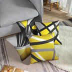Emvency Set of 4 Yellow Throw Pillow Covers Modern Abstract Black Grey Stripes Gray White Acrylic Bold Decorative Pillow Cases Home Decor Square 18x18 Inches Pillowcases