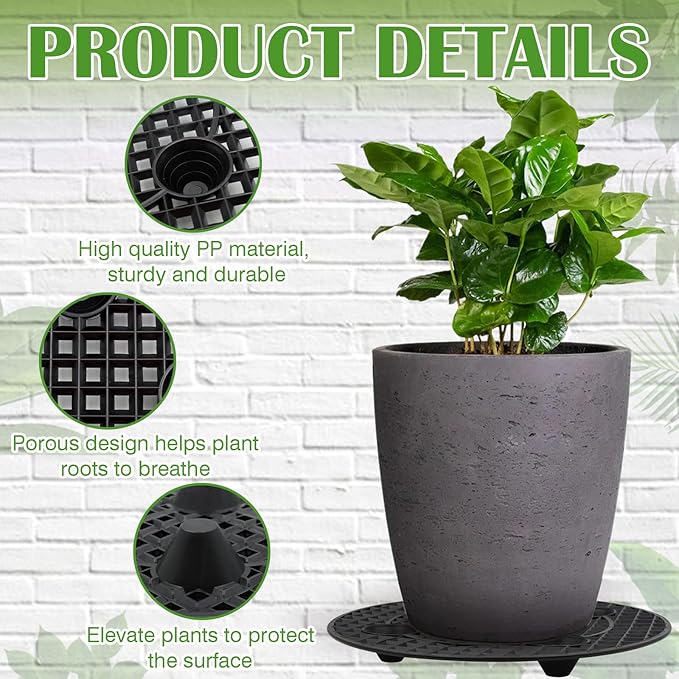Zynery 10-Piece Planter Stands for Indoor & Outdoor Plants - Elevator Trays & Saucers for Pots (11.8in)