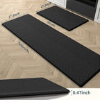 Mattitude Kitchen Mat 2PCS Kitchen Rugs Cushioned Anti-Fatigue Rug Waterproof Standing Desk Mat Kitchen Mats for Floor Kitchen Rug Set for Kitchen, Sink, Office 17.3"×30"+17.3"×59"-0.47inch Black
