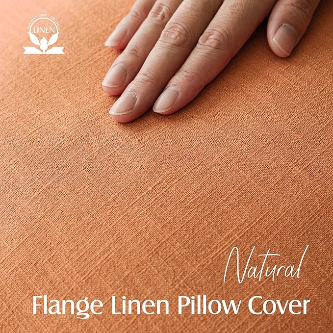 Foindtower Pack of 2, Decorative Linen Soild Throw Pillow Covers Soft Accent Euro Cushion Case Farmhouse Neutral Pillowcase for Chair Couch Sofa Bed Living Room Home Decor 18 x 18 Inch Dusty Orange