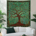 Apdidl Green Tree of Life Tapestry for Bedroom, Nature Tree Wall Hanging Aesthetic, Bohemian Hippie Tapestries Wall Art, Tree Decor Blanket Backdrop for Living Room (36"X48")