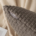 Kevin Textile 14x20 Inch Pillow Cover 1 Pack Boho Decorative Soft Striped Corduroy Lumbar Farmhouse Color Accent Rectangle Cushion Case for Living Room Couch Sofa Bed, Light Brown