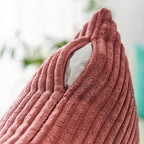 Home Brilliant 24x24 Pillow Covers Pink Decor Striped Velvet Corduroy Euro Sham Large Square Pillowcase for Sofa Bed, 60cm, Set of 2, Dry Rose Pink