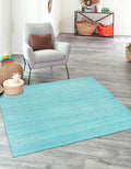 Unique Loom Braided Jute Collection Area Rug - Dhaka (8' Square, Turquoise)