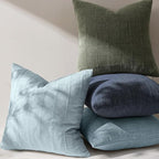 Woaboy Linen Check Throw Pillow Covers Light Blue Farmhouse Modern Boho Vintage Coastal 24x24 Inch Set of 2 Decorative Cushion Covers for Sofa Couch Bedroom Living Room Home Decor