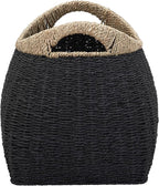 Household Essentials Handled Basket, Two Tone Seagrass and Paper Rope