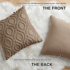 decorUhome Cozy Textured Throw Pillow Covers 18x18 Inch Set of 2, Soft Plush Faux Wool Light Brown Accent Couch Pillow Covers for Modern Farmhouse Sofa Bed Living Room