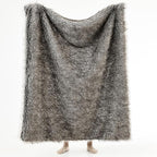 HORIMOTE HOME Luxury Plush Faux Fur Throw Blanket, Long Pile Grey with Black Tipped Blanket, Super Warm, Fuzzy, Elegant, Fluffy Decoration Blanket for Couch, Armchair, Sofa and Bed, 50''x 60''