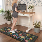 GENIMO Kitchen Mats for Floor 2PCS, Cushioned Kitchen Rugs Non Slip Washable, Farmhouse Anti Fatigue Mat Waterproof, Comfort Standing Mat Rug for Laundry, Office, Home, Sink, 23.6"x71"+20"x32", Black