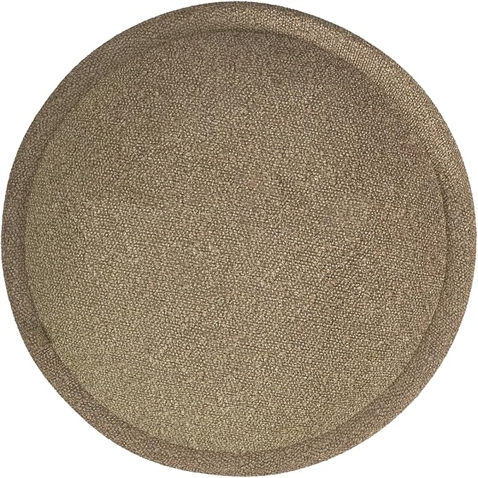 Spatial Order Storage Round Ottoman with Removable Lid (with Hidden Storage) | Spatial Order Home Décor | Upholstered Round Ottoman – Brown Boucle