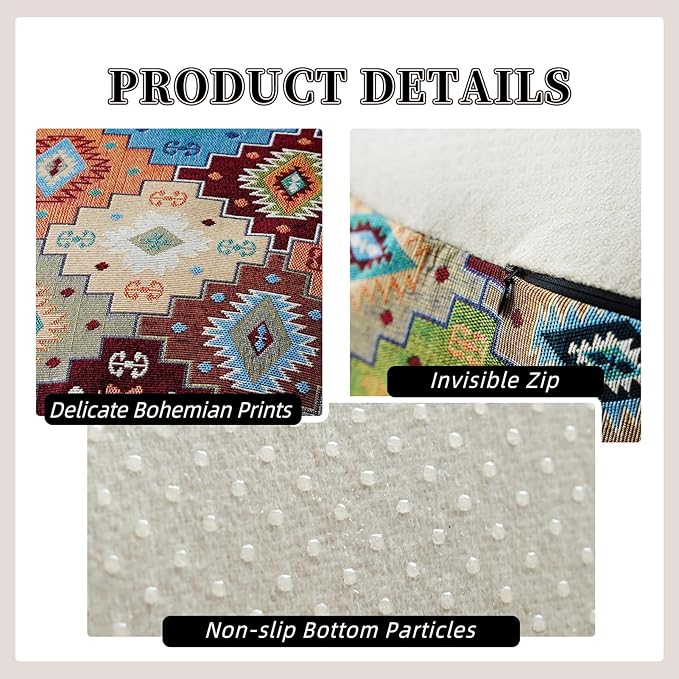 Boho Unstuffed Pouf Cover Ottoman Footrest Indian Mexcian Foot Stool Floor Bean Bag Floor Chair Storage for Living Room Bedroom Decor (Boho Plaid, Round)