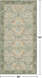 Large Entryway Rugs Indoor - 3x6 Sage Washable Soft Area Rugs for Kitchen, Bedroom Bedside, Living Room, Door Mat Indoor Entrance, Hallway, Beige Woodland Flowers, Non Slip Stain Resistant Low Pile