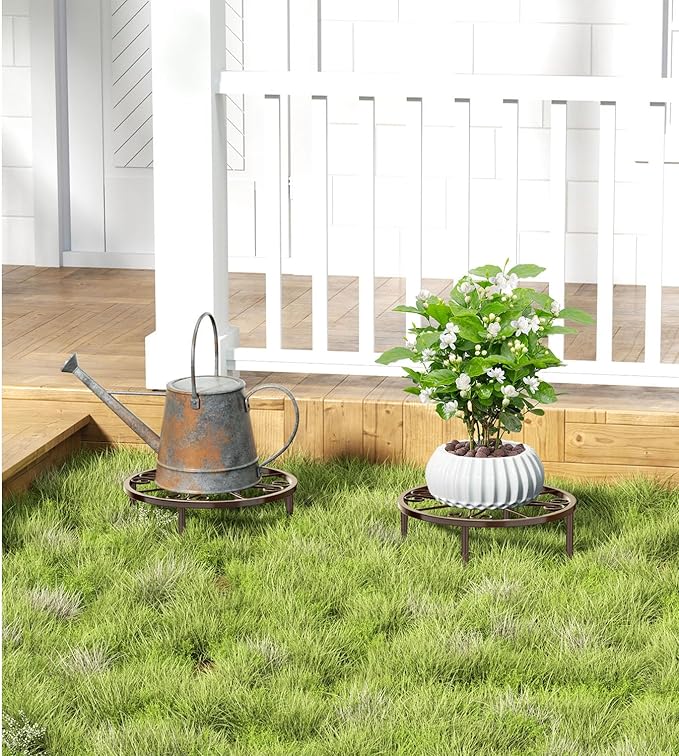 Bronze Metal Plant Stand: 10.23" Short Flower Pot Stand - Heavy Duty Plant Holder for Home Courtyard Indoor Outdoor.