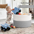 INDRESSME 115L Extra Large Blanket Basket, Soft Cotton Rope Storage Basket for Organizing, Home Decor, Toys, Laundry & Towels, Toy Storage Organizer for Living Room & Nursery, Light Grey