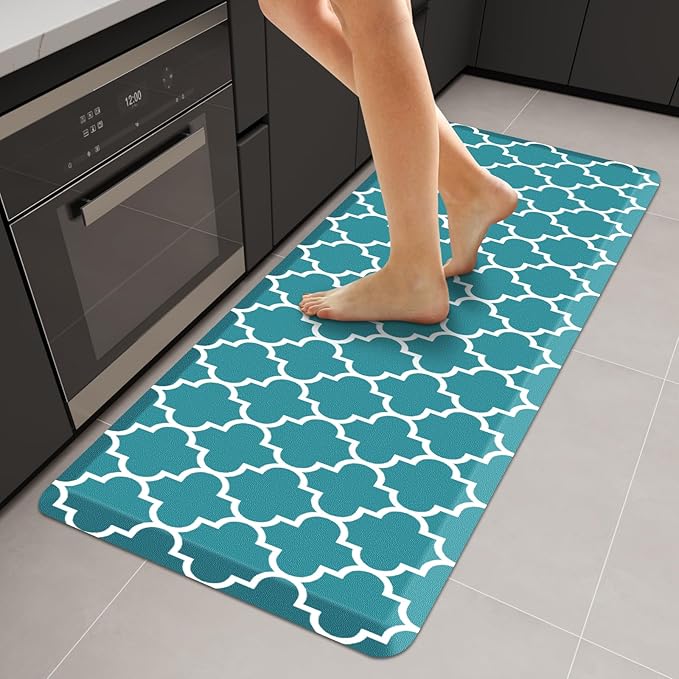 WISELIFE Anti Fatigue Floor Mat - 4/5 Inch Thick Kitchen Mat Non Slip Waterproof Heavy Duty Ergonomic Comfort Mat Durable for Home, Office, Sink, Laundry,(22" x 54", Green)