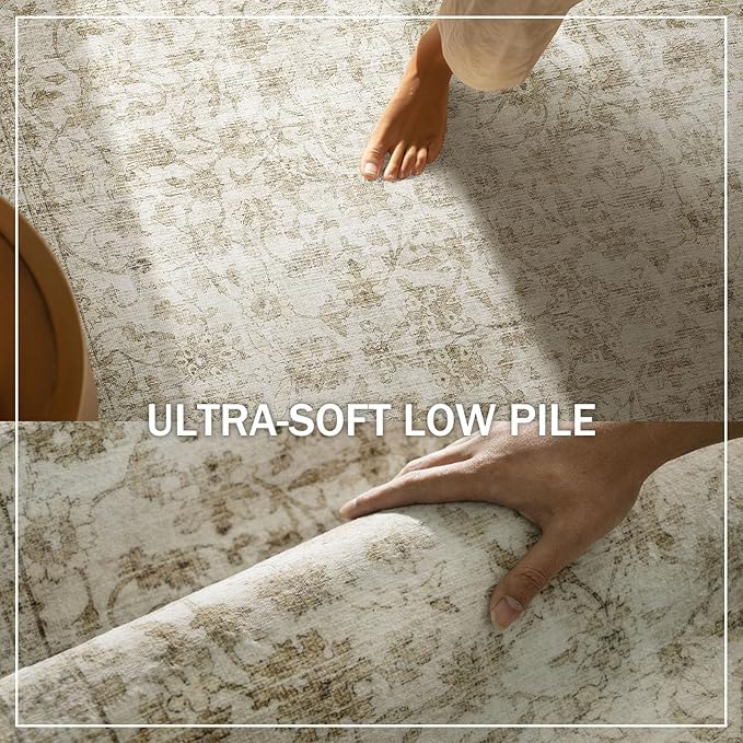 Washable Kitchen Rug Runners for Hallways: 2'x6' Bedroom Runner Rug Non Slip Low-Pile Stain Resistant Soft Carpet Runner for Indoor Entryway Hallways Kitchen Laundry Room Beside Farmhouse