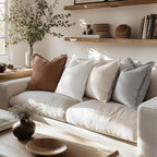 MIULEE Decorative Couch Pillow Covers Neutral Linen Fringe Throw Pillows Set of 4 Modern Cushions Boho Farmhouse Pillowcases for Bed Sofa Living Room Spring Home Decor 18x18 Inch Beige/Brown/Grey