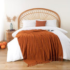 BATTILO HOME Fall Decor Caramel Throw Blanket for Couch, Rust Orange Throw Blanket for Bed, Decorative Fall Throw for Sofa, 50"x60"