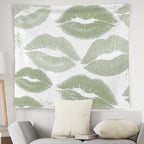 WNAGT Trendy Black and White Kiss Lips Tapestry Wall Hanging, Funky Makeup Wall Decor, Fashion Aesthetic Wall Blanket Decor for Girls Room College Dorm Makeup Room Beauty Room, 50x60 Inch