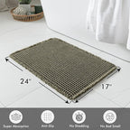 MIULEE Set of 2 Waffle Bathroom Rugs, Super Absorbent Non Slip Bath Rugs, Washable Bath Mats with Tassels, Ultra Soft Rubber Backed Shower Mats for Bathroom Floor, Tub, Green, 17x24 Inch