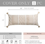 BlissBlush Cream Decorative Lumbar Throw Pillow Cover 14x36 Boho Long Cushion for Bed Neutral Beige White Accent Modern Farmhouse Pillowcase for Bedroom Living Room Couch Sofa Home Décor Cover ONLY
