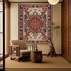Apdidl Boho Hippie Wall Tapestry for Bedroom Aesthetic, Mandala Indian Bohemian Tapestries Art Decor, Vintage Orange Floral Cool Vertical Wall Hanging for Living Room Dorm 60"X79"