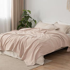 PHF 100% Cotton Muslin Blanket King Size 108"x90", 4-Layer Lightweight Gauze Throw, Breathable Cloud-Soft Minimalist Blanket for Bed, Couch, Camping & Baby, Dusty Pink, Ideal Gift