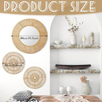 Yerliker 3 Pcs Boho Mirror Wall Decor Large Mounted Mirror with Natural Jute 19.7 Inch 11.8 Inch Frame Wall Hanging Art Coastal Room Decorative Rustic Round Mirrors for Nursery Bathroom Living Bedroom