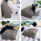 WOWMAX 80% Cotton & 20% Linen Blend Headboard Pillow – Queen Size Reading Wedge Backrest for Bed, Handmade Firm Support Bolster Cushion with Removable Cover, Premium Bed Rest Pillow, Light Gray