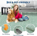 GarveeHome Bow Washable 8 x 10 Rug for Living Room Green 8x10 Playroom Rug Non Slip Soft Bedroom Rugs Low Pile Large Area Rug Stain Resistant Carpet for Nursery Dining Room, Green 8'x10'