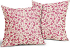Hot Pink Floral Pillow Covers 18x18 Set of 2 Vintage Rustic Old Style Cute Small Flower Pink Cream Print Decorative Outdoor Pillowcases Farmhouse Throw Cushion Case Decor for Couch Sofa Bed