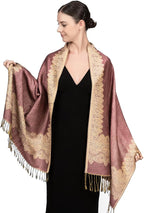 Achillea Reversible Paisley Pashmina Rave Scarf – Exotic Indian Shawls and Wraps for Evening Dresses, Festivals, All Seasons